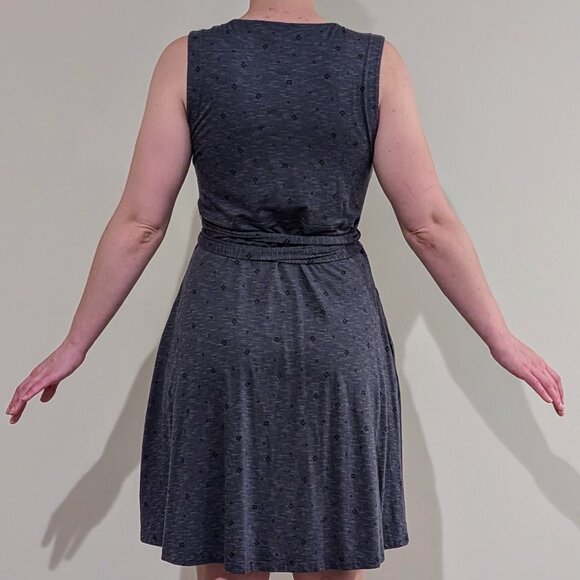 Toad & Co Cue Sleeveless Wrap Knee Length Dress, Blue Heather, Women's Large - Picture 3 of 6